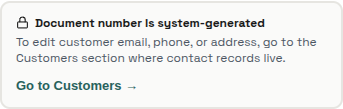 Locked fields notice with a Go to Customers link